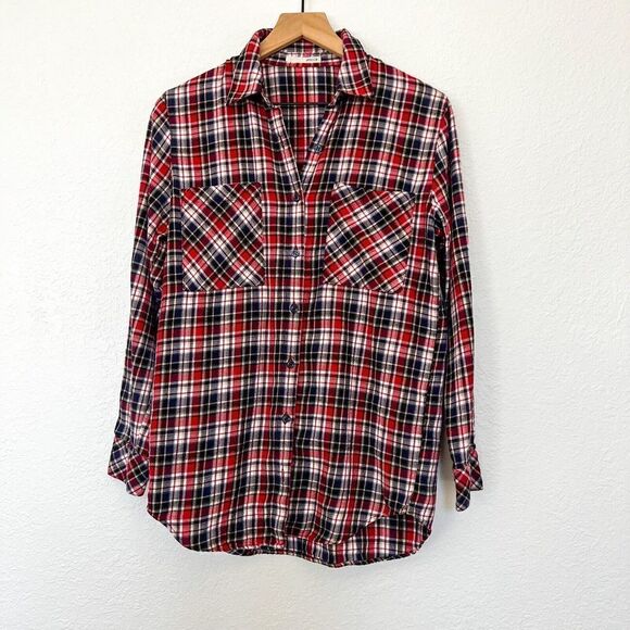 Moussy Plaid Vintage Button Down Top Size Free (One Size) Red Blue White - Picture 1 of 9